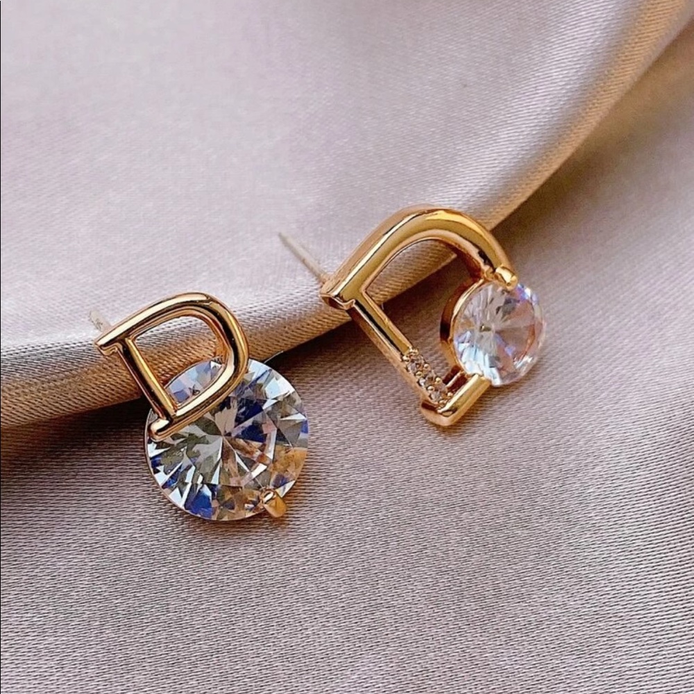 New Letter D Earrings Gold Costume Jewelry